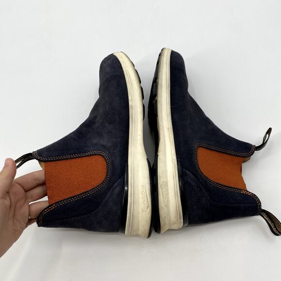 Blundstone Men's Navy Suede Orange Chelsea Boots - Picture 4 of 9